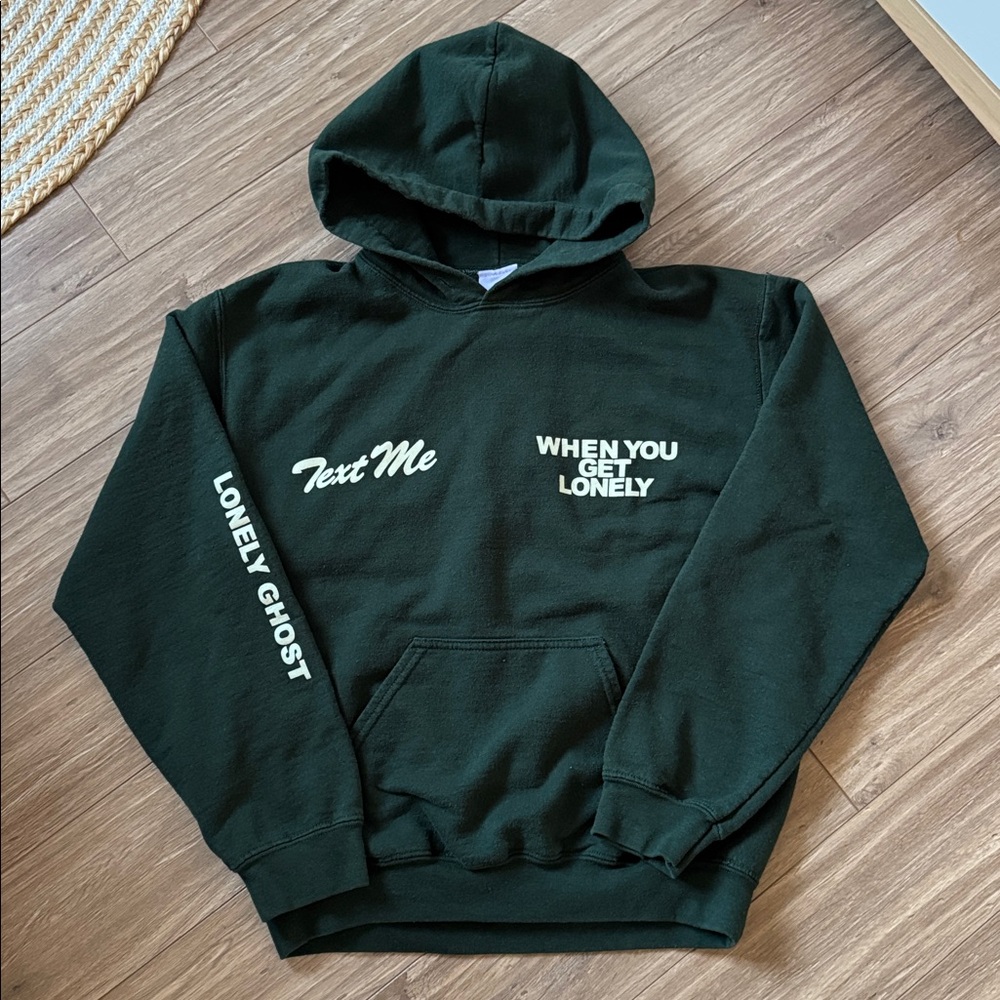 🟡SOLD🟡 Green Text Me When You Get Lonely Size S Lonely Ghost Hoodie Sweater